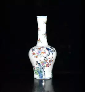 ANTIGUO RARO JARRÓN ROSA FAMILIA CHINA CON MARCADO KANGXI (X591) - Imagen 1 de 9