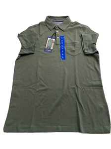 Tahari Mens Green Pocketed Polo Large NEW with tags Cotton Interlock Green LARGE - Picture 1 of 12