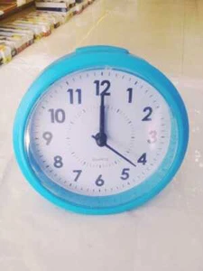 Alarm Clock Blue Cute Battery Bedside Desk Low Noise Quiet Portable Home Decor - Picture 1 of 7