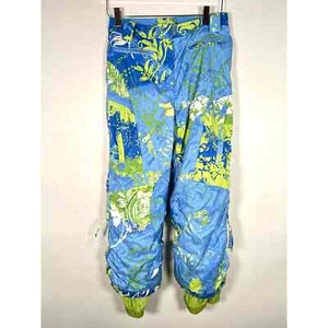 Obermeyer Alt3 Youth Malibu Ski Pants 12 Juniors Blue Green Floral Nylon Pockets - Picture 1 of 10
