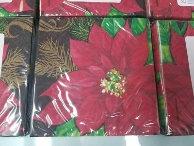Posh Poinsettia Beverage Napkins 16Ct-3Ply (Made in USA) 9 4/5 x 9 3/4 (pk of 2) - Image 1 of 2