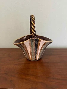 Vintage Mid Century Decorative Basket Vase Made In Italy - Picture 1 of 13