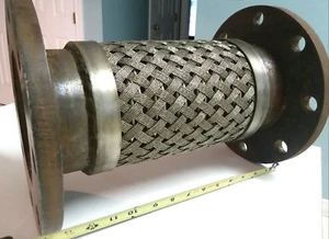SS Geflochtener 5" Flex Verbinder 14" Lg mit 11" Außendurchmesser Flansch 8-1/2" Durchmesser Schraubenabstand NOS - Bild 1 von 3