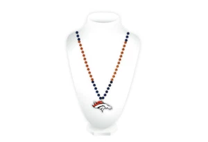 COLLAR DE CUENTAS DEPORTIVAS CON MEDALLÓN DENVER BRONCOS NFL MARDI GRAS  - Imagen 1 de 1