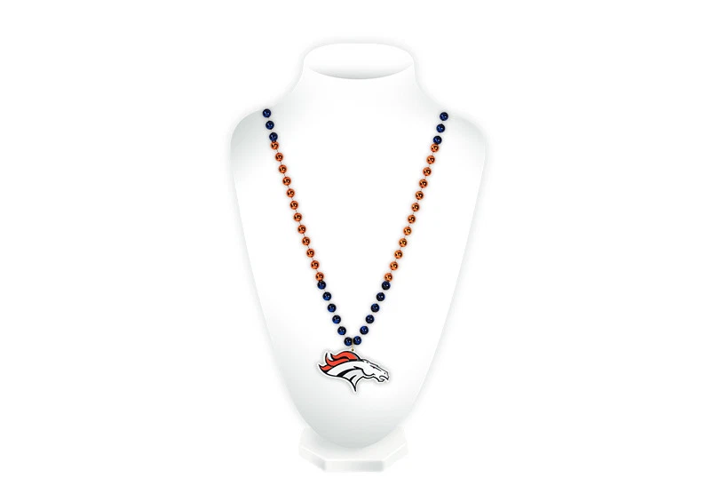 COLLAR DE CUENTAS DEPORTIVAS CON MEDALLÓN DENVER BRONCOS NFL MARDI GRAS  Foto 1 de 1