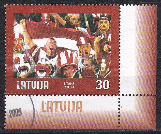 ЛАТВИЯ 2004 Поклонники Хоккея с шайбой, Одна б/у марка - Изображение 1 из 1