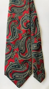 Italian Designer Leonardo Pirelli Silk Men's Necktie Paisley Red Blue - Picture 1 of 4