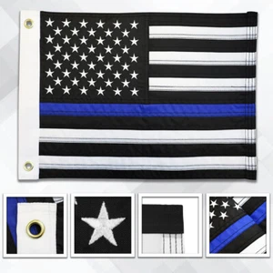 Bestickte dünne blaue Linie Flagge 12x18 Zoll bestickte Polizeiflagge - Bild 1 von 4