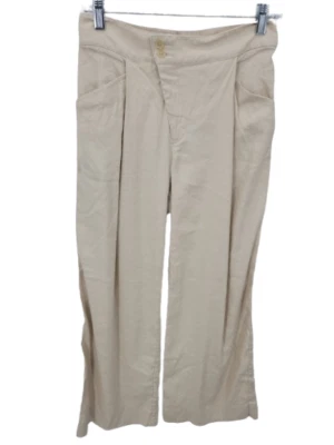 Cabi Pants Womens 4 Tan Linen Crossover Waist Wide Leg Flowy Boho Safari Y2K - Image 1 of 4