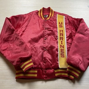 Vintage Swingster US Marines USMC Satin Bomber Jacket L Made in USA 80s 90s - Picture 1 of 9