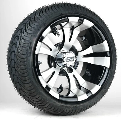 Set of 4 12" Black Machine Face Golf Cart Wheels & 215/35-12 Tires EZGO Club Car Foto 1 de 3