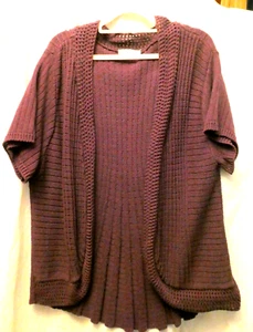 Yours 22/24 Maroon Knitted Edge to Edge Bolero Length 27 inch Bust 50 inch - Picture 1 of 2