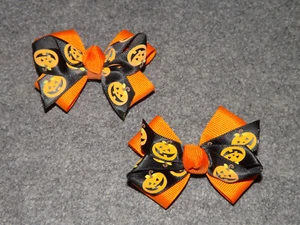 Awesome Halloween Hair Bows Clips Barrettes - Set of 2 Bows - NEW! - Picture 1 of 2