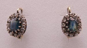 Ohrringe Gold 14 Karat Jugendstil Art Nouveau Rarität Saphire Diamanten 0,54Ct
