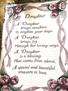 Tochter ist ein Segen Gedicht auf gewebtem Wandteppich Überwurf 46" x 67" Made in USA - Bild 1 von 5