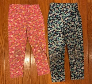 2 X Gymboree Girls Leggings Size 4 & 5 Flower Pattern - Picture 1 of 2