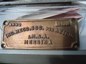 Waggonschild Ind.Mecc.Soc.Perazioni I.M.S.A. Messina 1971 - Bild 1 von 2