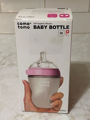 NEW Comotomo Baby Bottle Silicone Pink 8 fl oz / 250 ml Natural Feel - Image 1 of 3