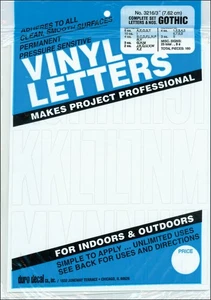 Juego de letras y números de vinilo gótico de 3 pulgadas Graphic Products, blanco - Imagen 1 de 2