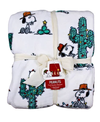 Peanuts Spike Plush Full Queen Blanket Christmas Lights Cactus 90 X 90 Berkshire - Image 1 of 4
