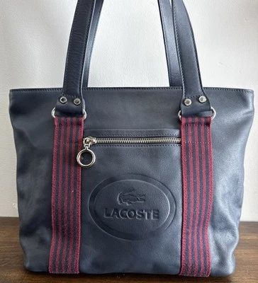 Lacoste Handbag Navy Blue Leather Satchel Purse  SHARP - Image 1 of 4