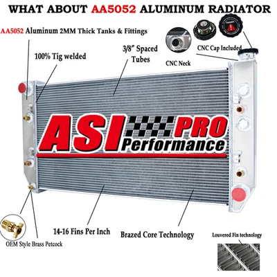 4 Row Radiator For 1982-86 Chevy C10 C20/C30/K10 K20 Pickup Suburban 6.2L - Imagem 1 de 4