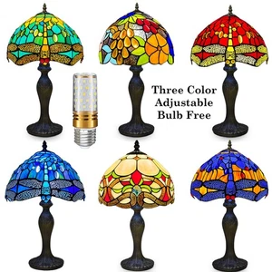 Lampada da tavolo tradizionale Tiffany vetro colorato vintage soggiorno comodino - Foto 1 di 53