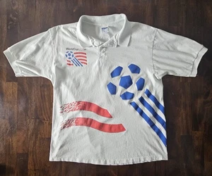 WM Fußball Polo Trikot XL USA 1994 Football Shirt rot weiß blau Vintage - Bild 1 von 17