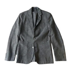 Hardy Amies Blazer Jacket Men 38R Wool Linen Cotton Grey Savile Row Heddon Fit - Picture 1 of 11