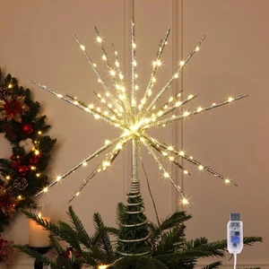 HMASYO 15 Zoll funkelnder Starburst Weihnachtsbaum Stern Topper, 19-Punkt Silber S - Bild 1 von 5