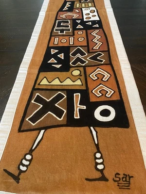 African Mudcloth Table Runner: Handmade Bogolan Fini, Mali Decor - Image 1 of 4