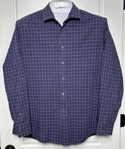 Jos A. Bank Travel Tech Tailored Fit Plaid Button Down Shirt- Men's Large - Picture 1 of 3