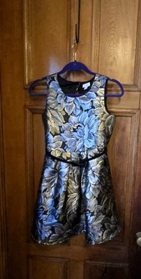 Holiday Gold Silver Design Girls Size 12 Dressy Dress.. Party Holidays Weddings - Image 1 of 4