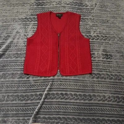 Chaleco Requisitos Mujer XL Rojo Geométrico Tejido Lana Cuello en V Cremallera Completa Informal Foto 1 de 4