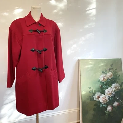 Abrigo Pendleton Vintage Rojo Lana Mujer Talla 12 Preppy Toggle Chaqueta Academia EE. UU. Foto 1 de 4
