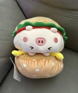 Pig Cheeseburger Hamburger Piggy Plush Toy 6” Cuddly Soft Piglet - Picture 1 of 10