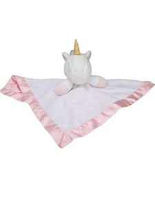 Cloud Island White Pink Unicorn Lovie Lovey Security Blanket Plush 14x14in. - Picture 1 of 8