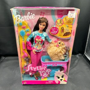 Barbie Stylin Pup Brunette Doll Ginger Pet Grooming Playset 2001 56686 Neu - Bild 1 von 6