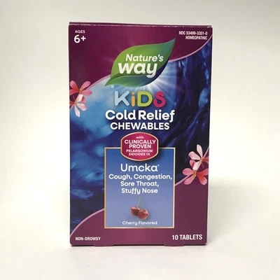 Nature's Way Kids Umcka Cold + Flu Relief Chewables, 10 tablets Cherry X08/2026 - Image 1 of 4