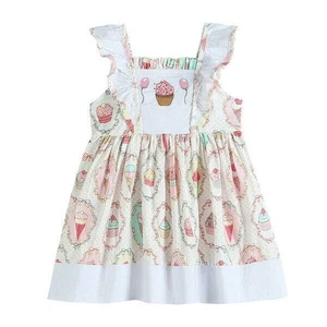 Pink Cupcake Treats Ruffle A-Line Birthday Party Dress 5 Years 6 Years - Picture 1 of 1