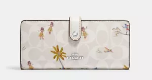 NWT Coach CK410 Slim Wallet Glacier White Signature Hula Hawaiian Print - Picture 1 of 3