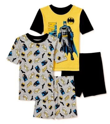 Batman Pajamas Set Shorts Shirt Boys Sz 6 S DC Comics COTTON Robin Joker 4 Piece - Image 1 of 4