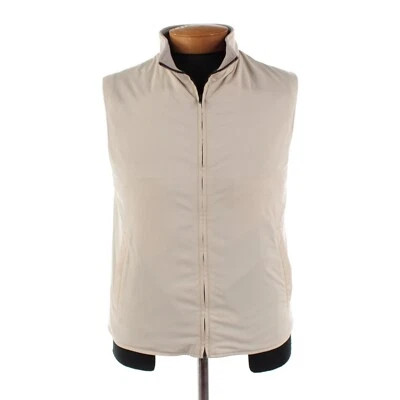 Chaleco Luciano Barbera Nuevo con Etiquetas 100% Poliéster Talla 50 (M EE. UU.) en Beige Sólido Foto 1 de 4