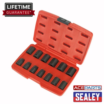 Sealey Air Impact Wrench Socket Set 13 Piece 1/2 Square Drive Metric 10 - 24mm - Image 1 of 4