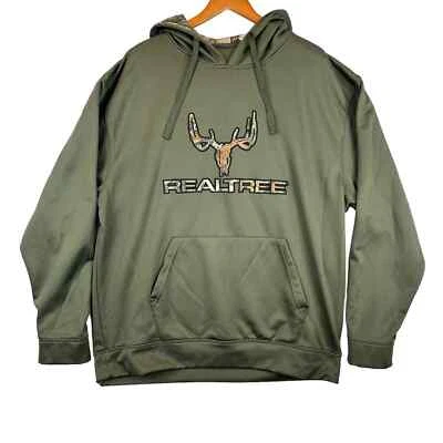 REALTREE Buckhorn River Hoodie Mens M Olive Green Hooded Sweatshirt Hunting - Image 1 of 4