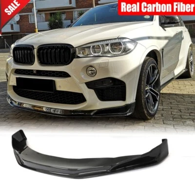Fit For BMW F85 X5M F86 X6M 2014-2018 Carbon Fiber Front Bumper Lip Chin Spoiler - Image 1 of 4