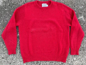 Vtg Lake Harmony Rowing Club WOOL Sweater Mens XL Red Fisherman Knit USA Texture - Picture 1 of 6