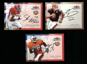 2000 Fleer Autographics Tim Couch Shawn Alexander & Bubba Franks Rookie Cards