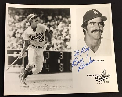 Черно-белая фотография с автографом Билла Бакнера из Los Angeles Dodgers Media 8x10 - Изображение 1 из 2