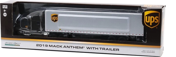 Greenlight 1/64 2019 Mack Anthem 18 Wheeler Tractor-Trailer (UPS) 30089. - Immagine 1 di 1